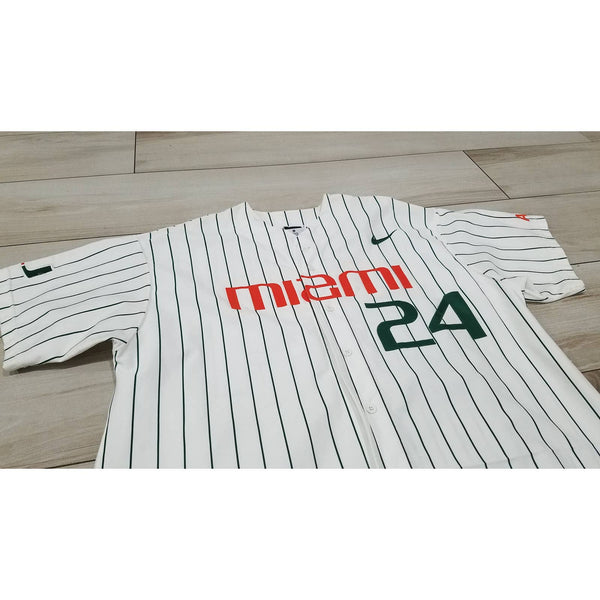 Men's Nike University Of Miami Hurricanes Baseball jersey pin stripe RARE player issue