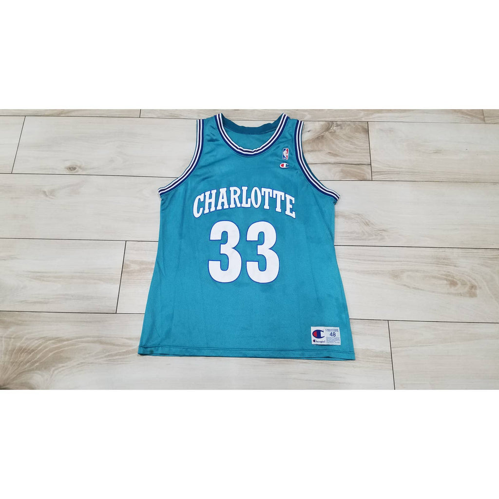 Men's Champion Charlotte Hornets Alonzo Mourning NBA Basketball jersey 48 XL