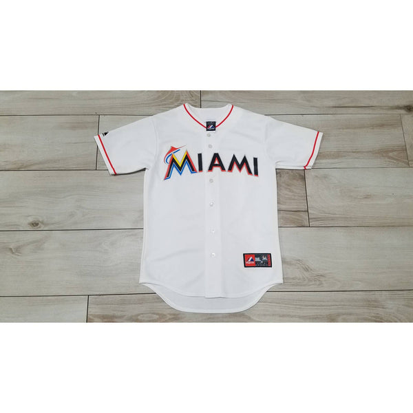 Men's Majestic Miami Marlins MLB Baseball jersey old logo size Small