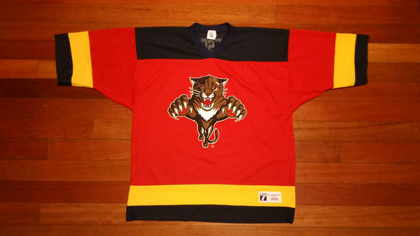 KIDS - Worn vtg FL Panthers Vanbiesbrouck Hockey jersey sz L