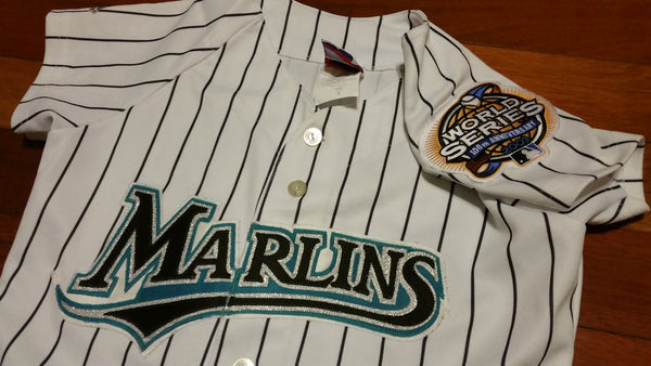 WOMENS - Worn FL Marlins WS Baseball jersey sz S