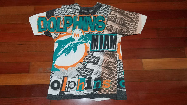 MEDIUM - vtg Miami Dolphins all over print tee