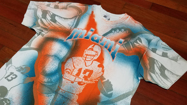 XL - vtg Miami Dolphins all over print shirt