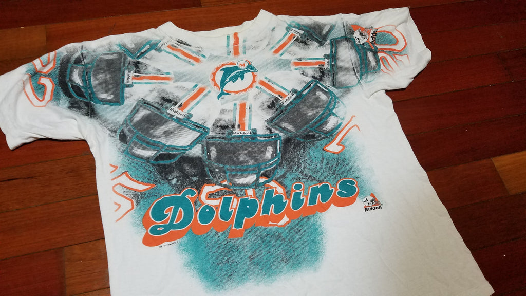 XL - vtg Miami Dolphins all over print tee