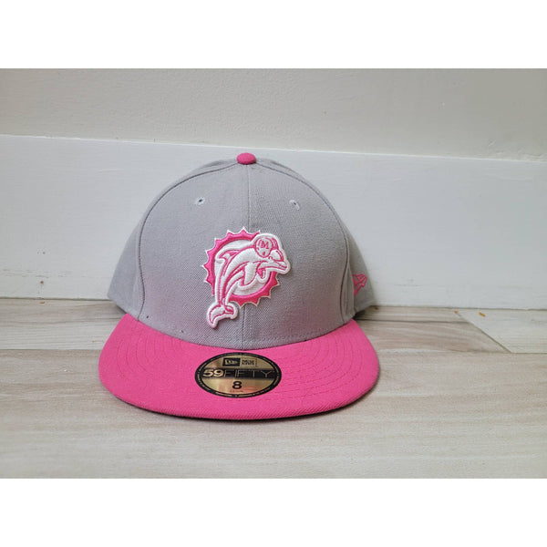 Vintage Miami Dolphins NFL football Fitted cap size 8 pink cancer awareness